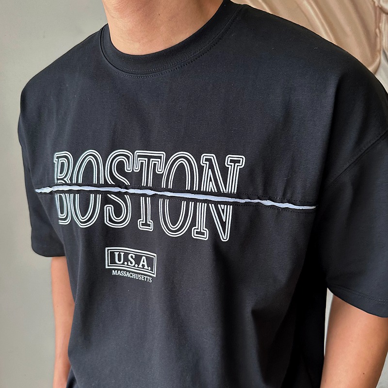 보스턴 절개 반팔 티셔츠