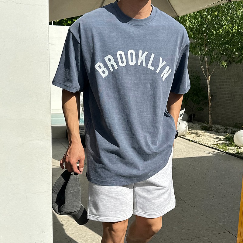 브루클린 피그먼트 나염 반팔 티셔츠
